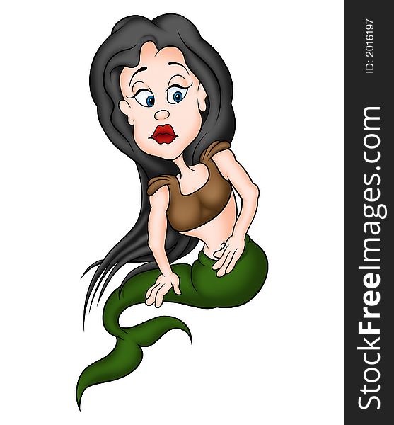 Sittind mermaid - High detailed and coloured illustration