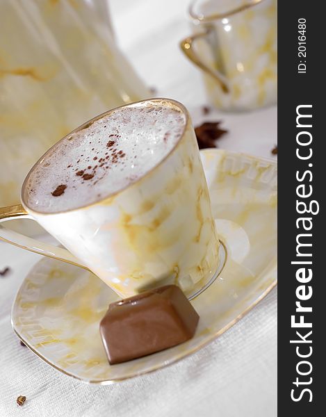 Coffee and chocolate with cream