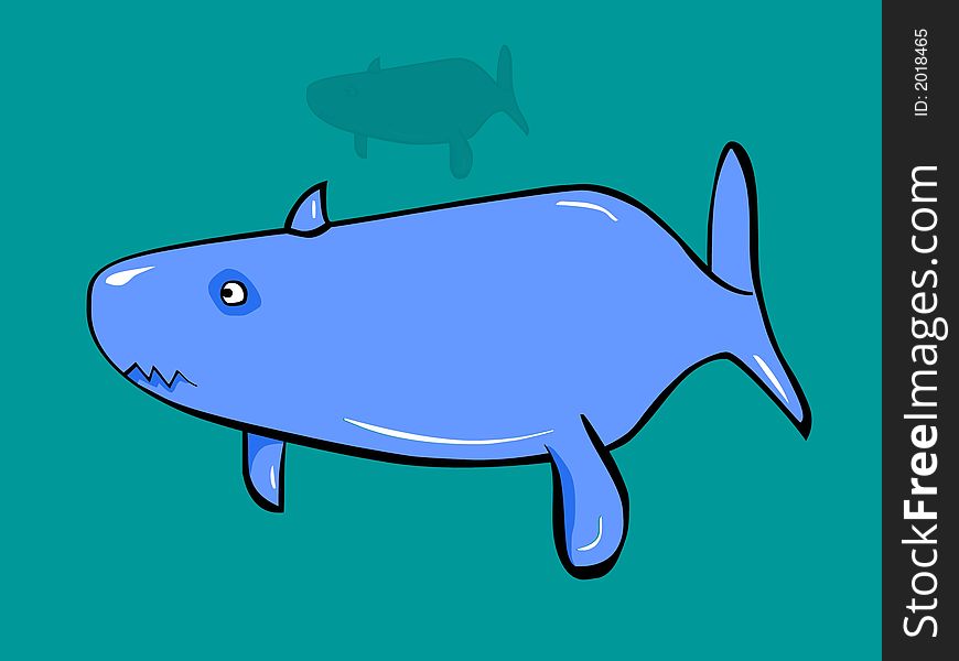 An illustration of whale fish in the ocean.