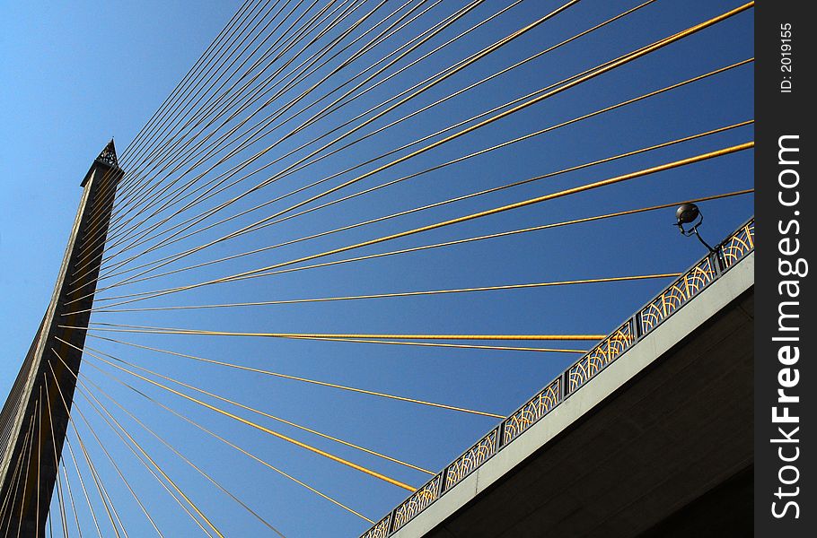 The Rama VIII Bridge over the Chao Phraya river in Bankok, Thailand. The Rama VIII Bridge over the Chao Phraya river in Bankok, Thailand