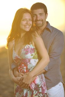 Happy Young Couple Have Romantic Time On Beach Royalty Free Stock Photos Happy Young Couple Have Romantic Time On Beach Royalty Free Stock Photos