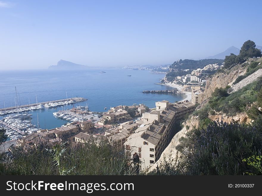 Harbor of Denia in bird perspective