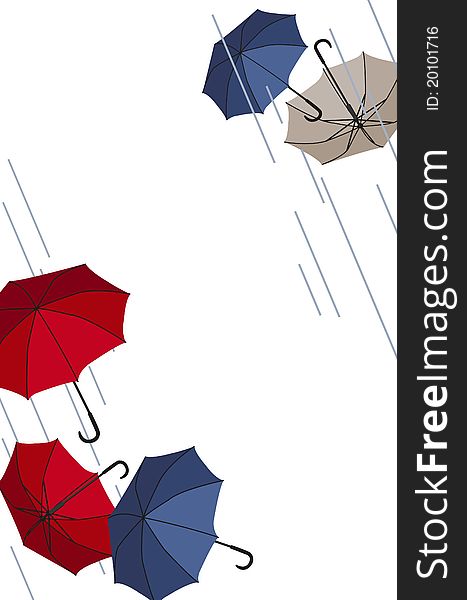 Background illustration of flying umbrellas
