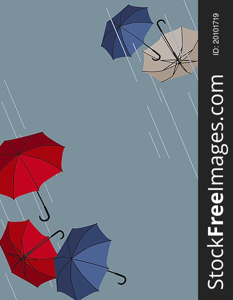 Background illustration of flying umbrellas