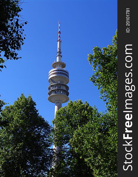 Tower in Olympiapark against the sky. Munich
