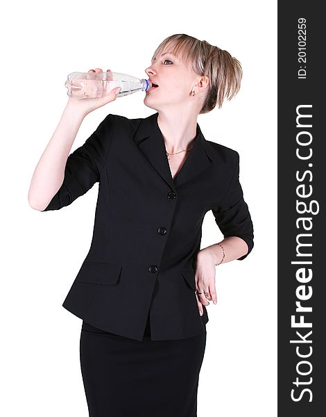 Businesswoman drinking water