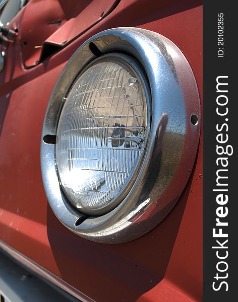 Old Red Wheat Truck Headlight