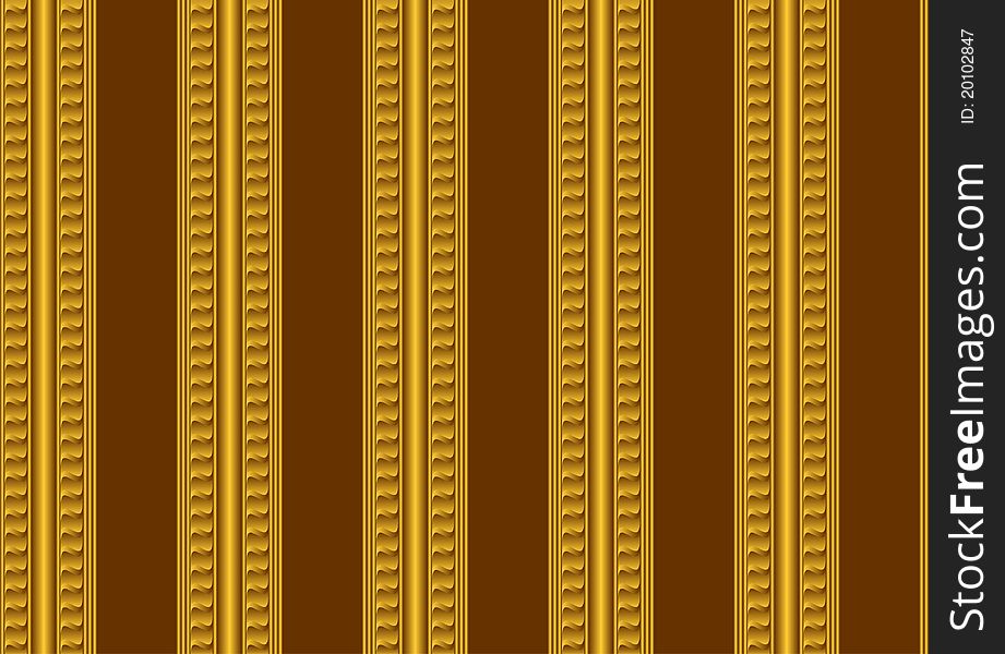 Seamless wallpaper. A gold ornament on a brown background. Seamless wallpaper. A gold ornament on a brown background.