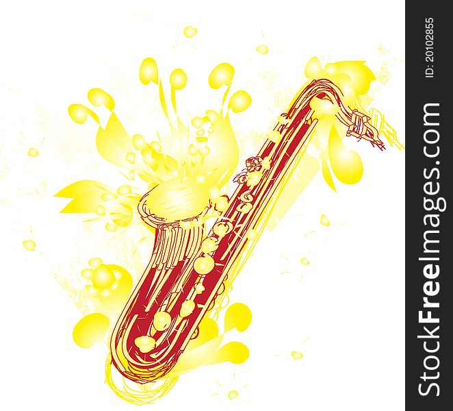 A fun sketchy stylized illustration of a saxophone. Separated into layers for easy modification. A fun sketchy stylized illustration of a saxophone. Separated into layers for easy modification.