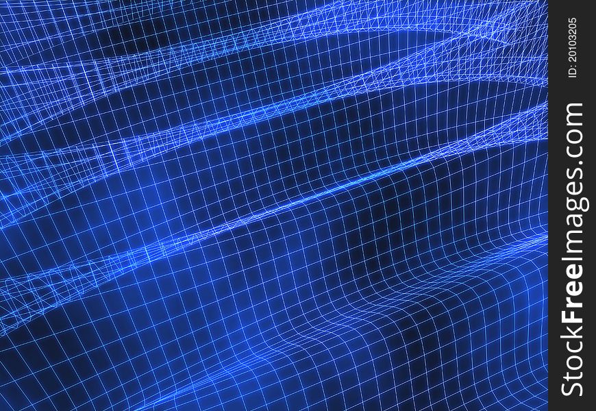 Blue Wave Grid Abstract Background