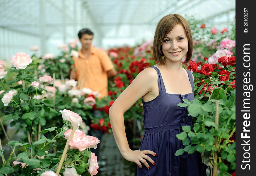 In a greenhouse