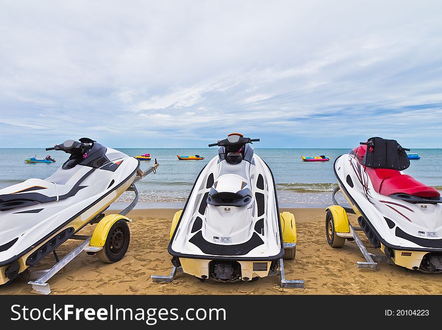 Small motorboat on the beach in Thailand