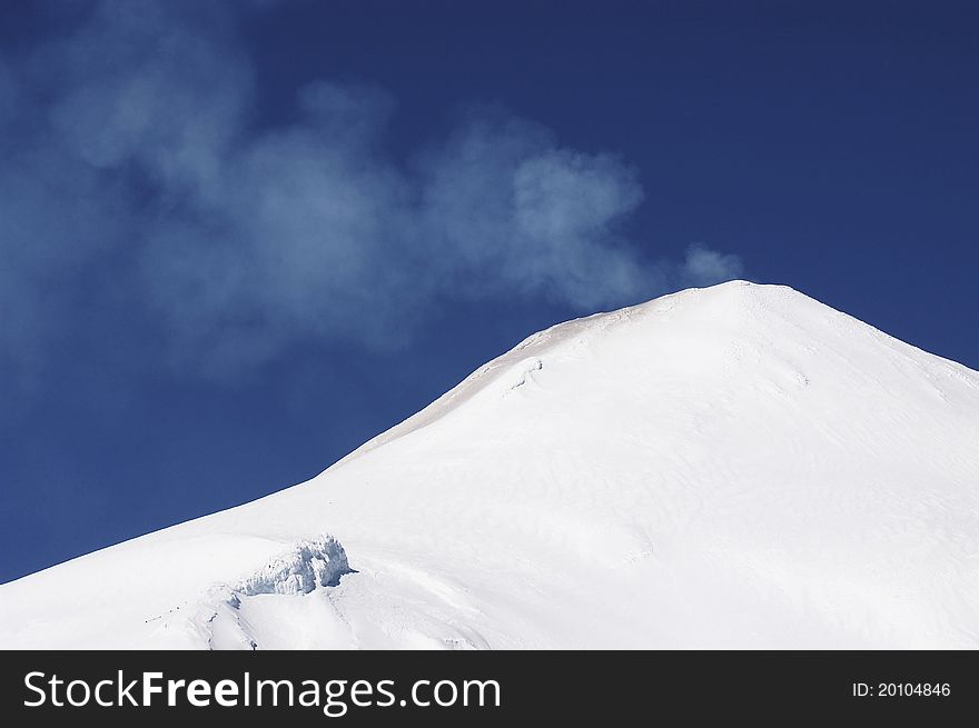 Snow cone volcano Villarrica asset in the region of Araucania, Chile