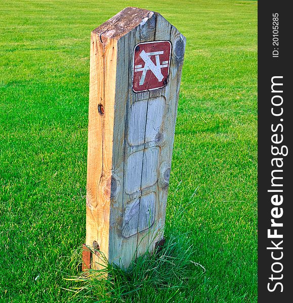 Old county park wooden post and sign. Old county park wooden post and sign