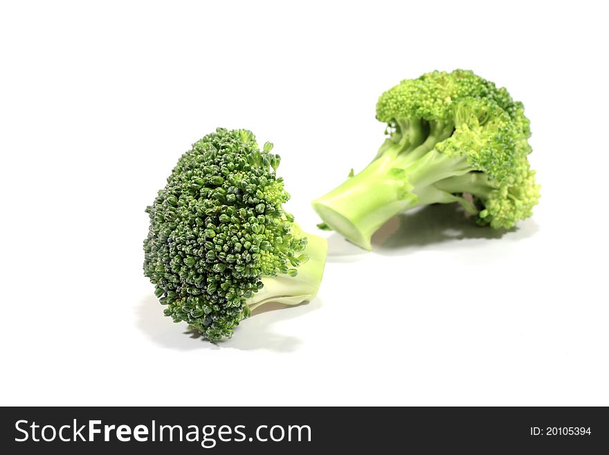 Fresh broccoli with white background.