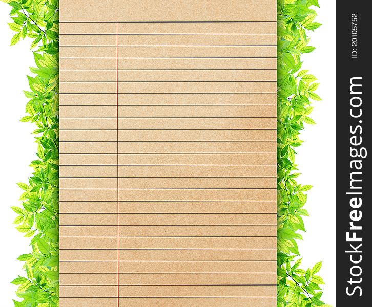 Old Paper on Green leaves synthesis background template