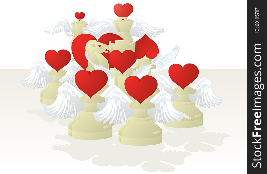 Abstract chess pieces. Illustration on a white background. Abstract chess pieces. Illustration on a white background.