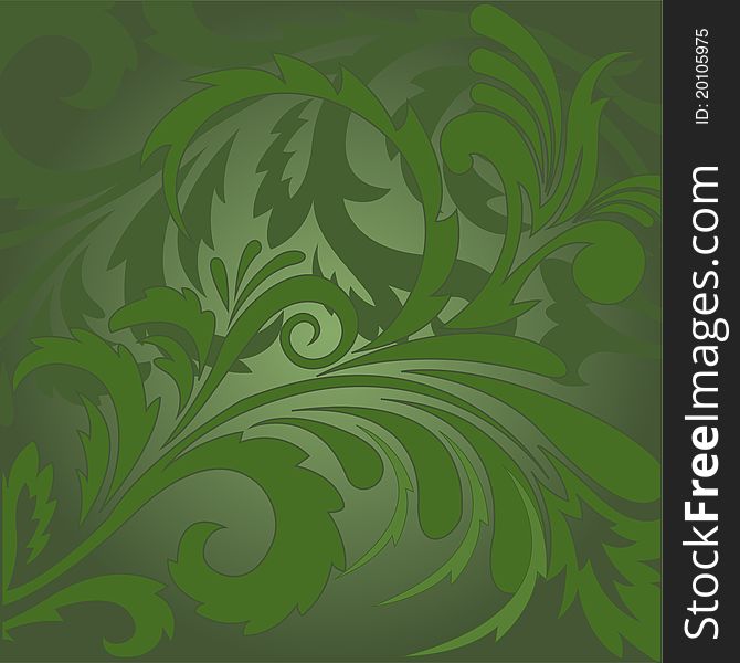 Abstract green background with floral ornaments. Abstract green background with floral ornaments