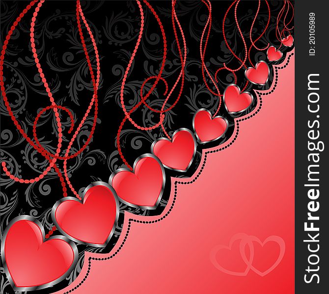 Black and red background with hearts