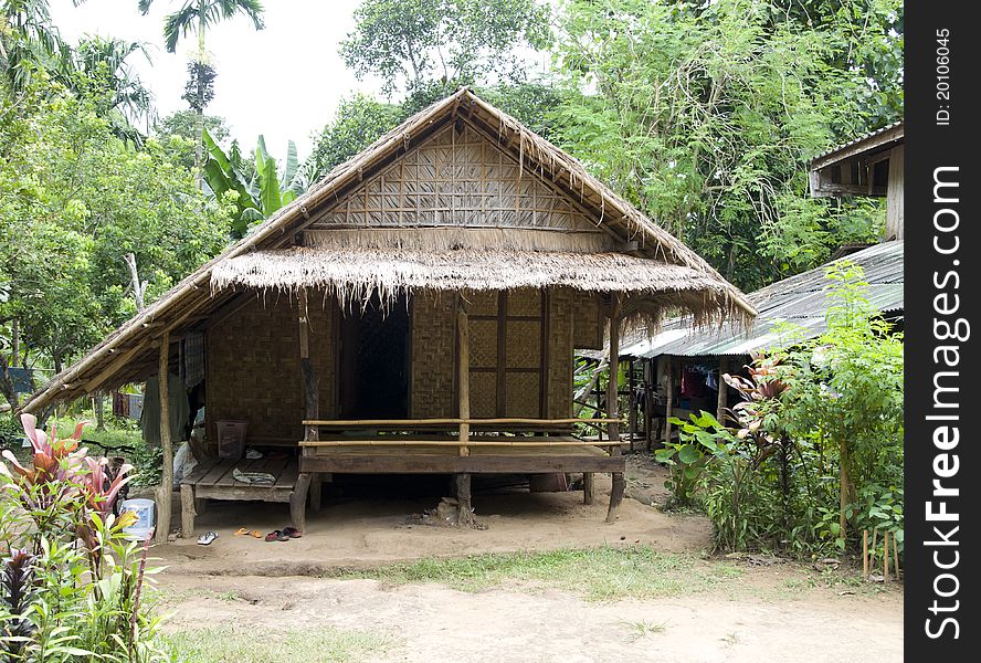 Asian style bungalow. Hut in the tropics.