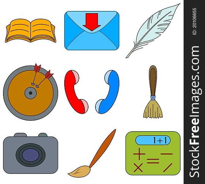 Set various icons, computer signs and button