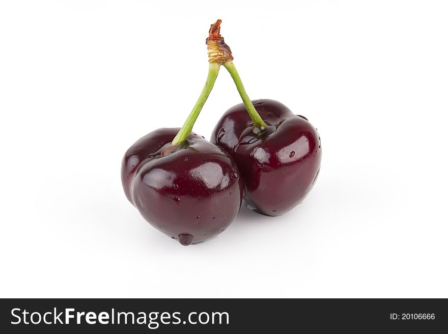 Isolated Red Cherries on white background