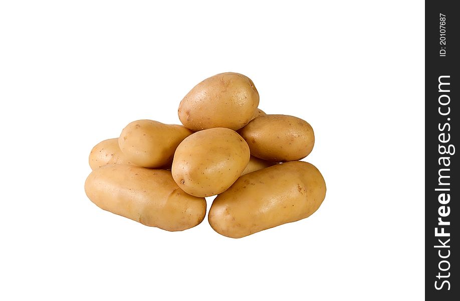 Early potatoes on a white background