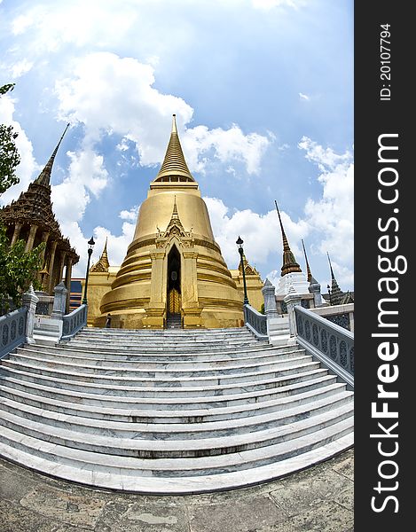 Old golden Thai pagoda in palace. Old golden Thai pagoda in palace