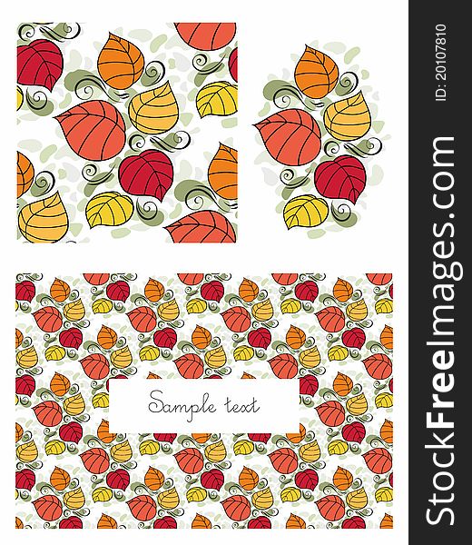 Background with leaves and elements for design. A .
