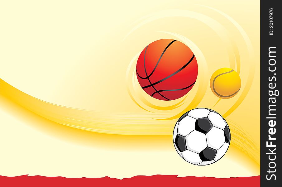 Sporting balls on the yellow background. Illustration