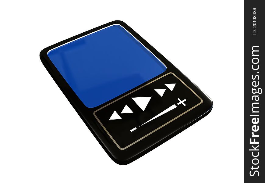 Black mp3 player isolated 3d