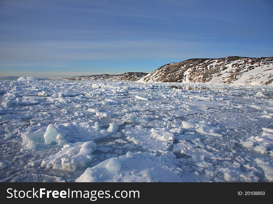 Ice Choked Bay In West Greenland
