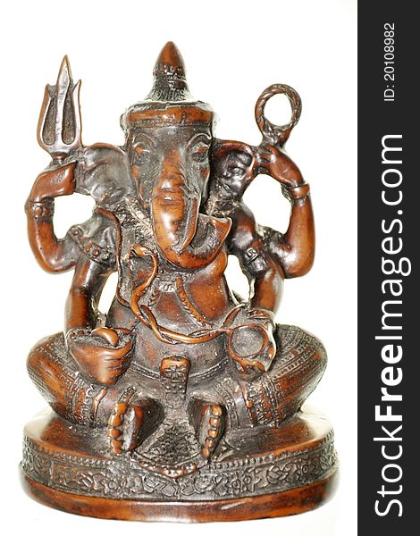 Elephant-headed god statue in white background. Elephant-headed god statue in white background