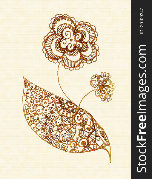 Flower, painted in a decorative manner. Flower, painted in a decorative manner