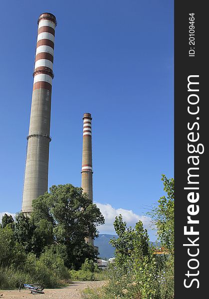 Red And White Industrial Chimneys