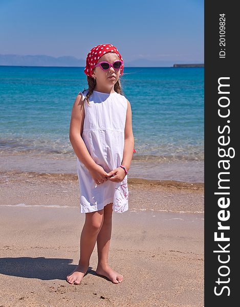 Girl in white dress on the beach. Girl in white dress on the beach