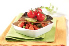 Pan Fried Trout And Mixed Vegetables Royalty Free Stock Image Pan Fried Trout And Mixed Vegetables Royalty Free Stock Image