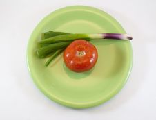 Green Onions And Tomato Stock Image Green Onions And Tomato Stock Image