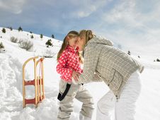 Young Mother And Daughter On Winter Vacation Stock Photos Young Mother And Daughter On Winter Vacation Stock Photos