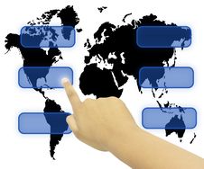 Hand Pressing Touchscreen World Wide Royalty Free Stock Photo Hand Pressing Touchscreen World Wide Royalty Free Stock Photo