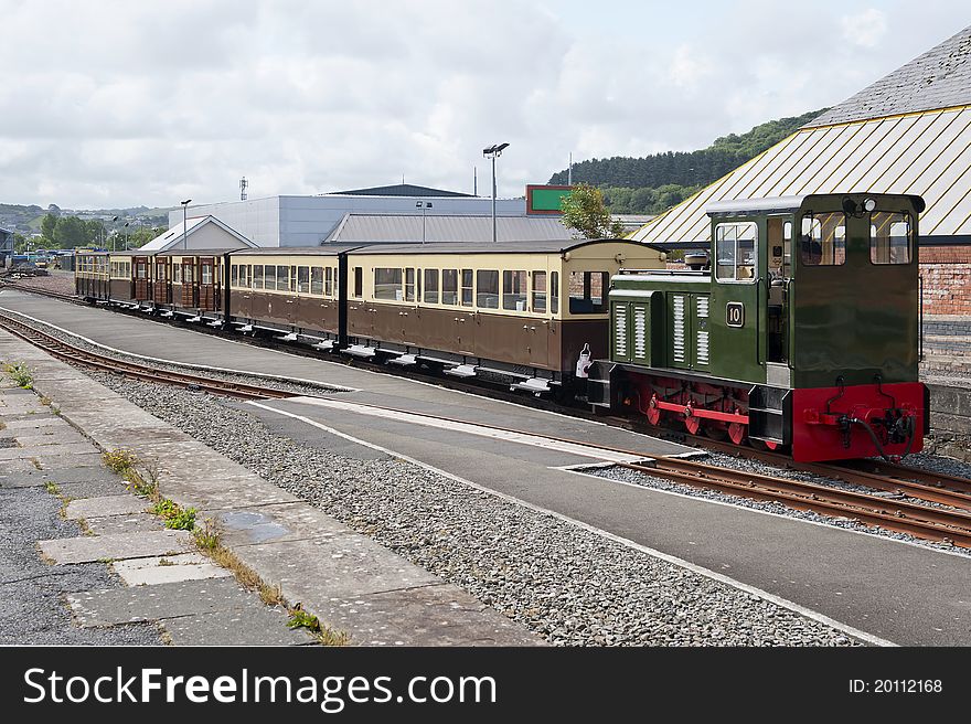 Vale of Rheidol Railway line station yard at Aberystwyth, North Wales, United Kingdom