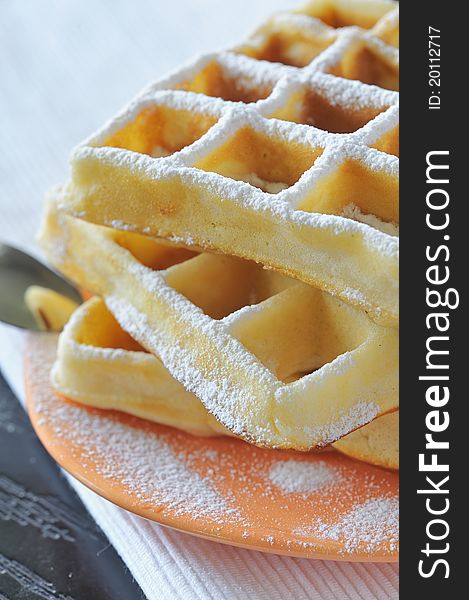 Details of baked waffles isolated