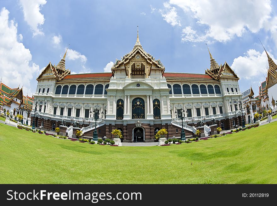 Front of Thai Grand palace in wide angle. Front of Thai Grand palace in wide angle