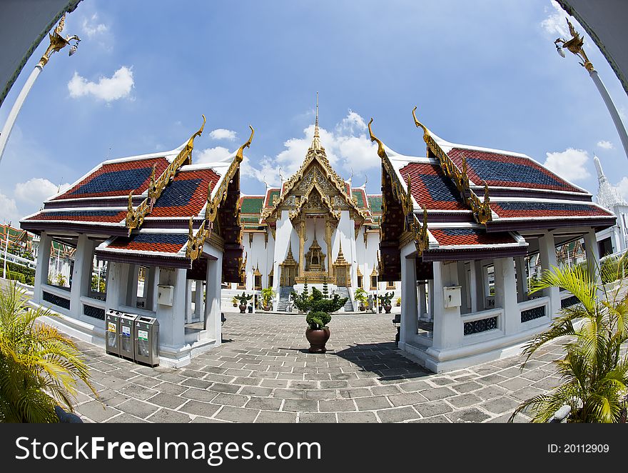 Wide angle of Thai temple in grand palace