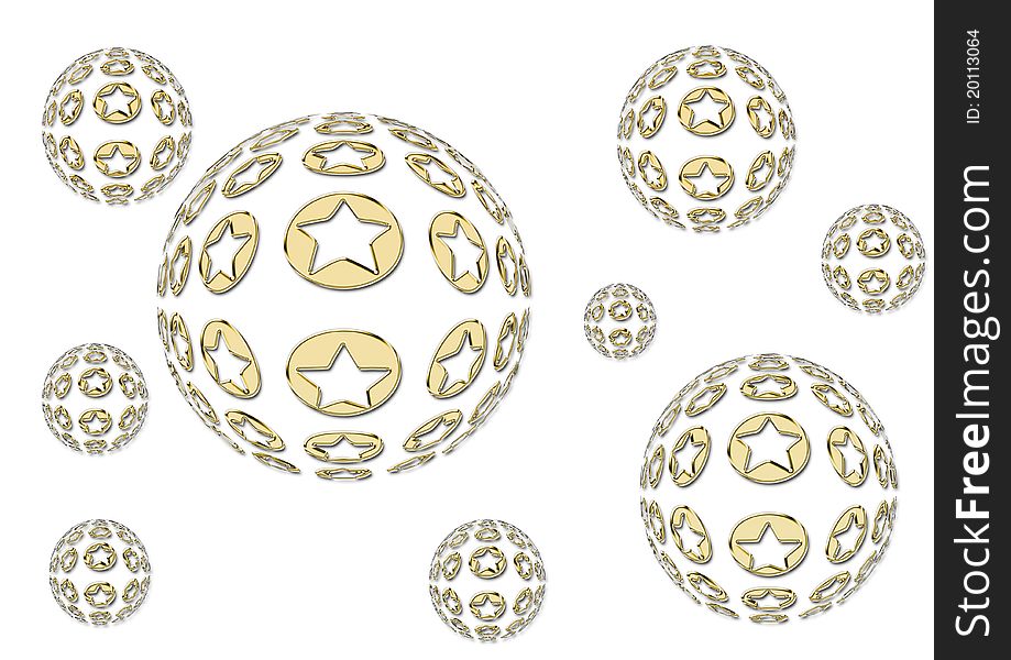 Illustration of Golden spheres with stars