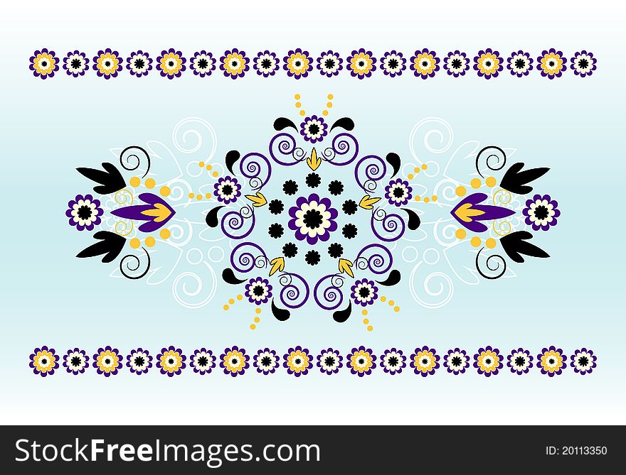 Horizontal ornament with flower and curl
