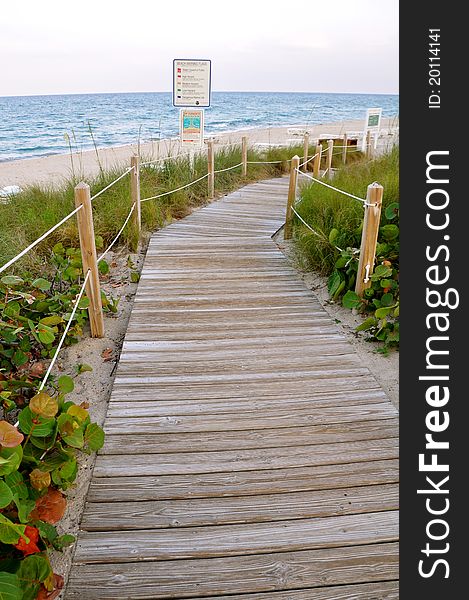 Boardwalk down to the beach in Florida. Boardwalk down to the beach in Florida