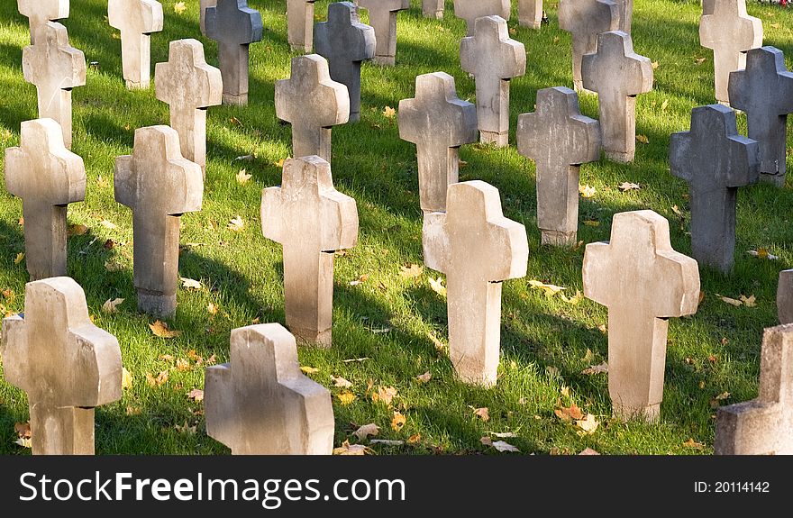 A lot of crosses in memory of the Second World War