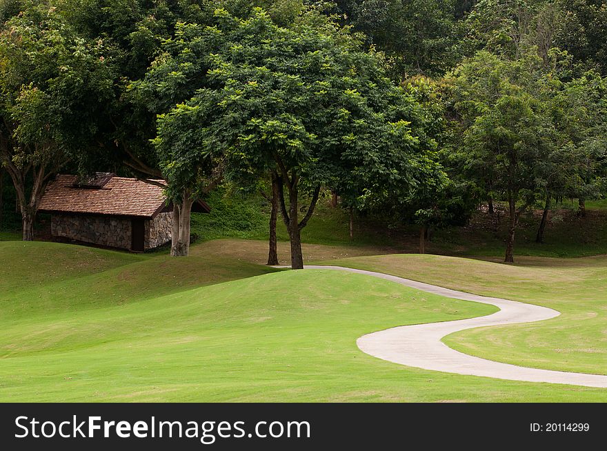 View in a golf course in northern of Thailand