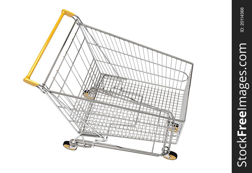 Shopping carts on wheels is isolated on a white background. Shopping carts on wheels is isolated on a white background